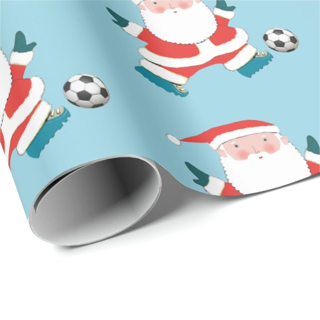 Papier Cadeau Papier d'enveloppement de Noël de football (Coin rond)