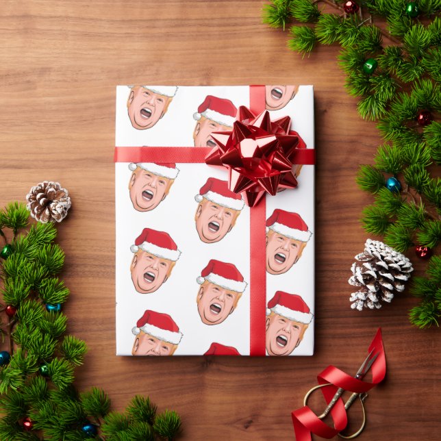 Papier Cadeau Papier d'enveloppement de Noël Donald Trump en col (Cadeau de vacances)