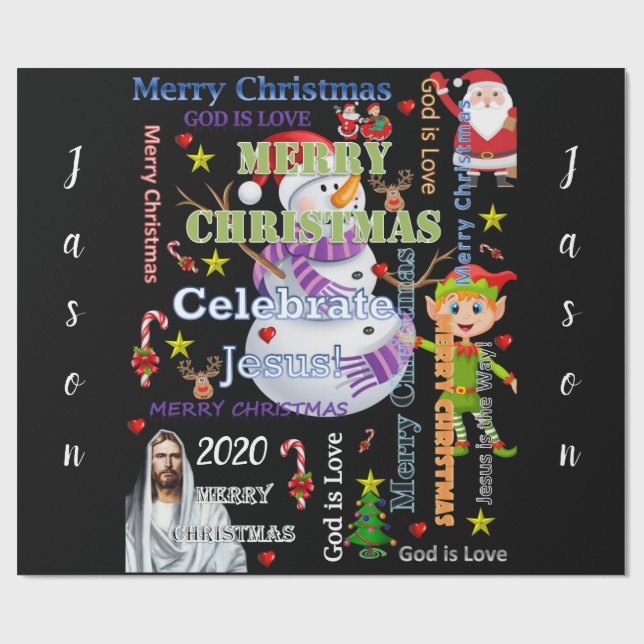 Papier Cadeau Papier d'enveloppement de Noël Jesus Père Noël 202 (Plat)