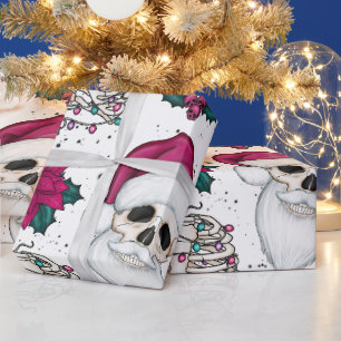 Papier Cadeau Papier d'enveloppement de Noël père Noël Skull