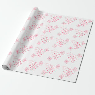 Papier Cadeau Papier d'enveloppement de Noël Pink Snowflakes