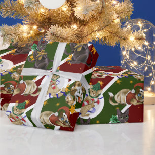 Papier Cadeau Papier d'enveloppement de Noël pour chat Kitty