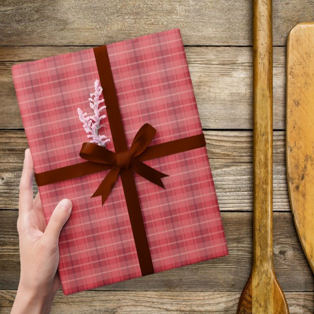 Papier Cadeau Papier d'enveloppement de Noël rouge classique (Red Plaid Gift Wrap)