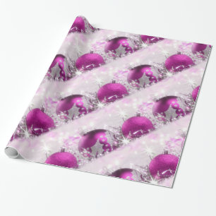 Papier Cadeau Papier D'Enveloppement De Noël Rouge-Violet Et Arg