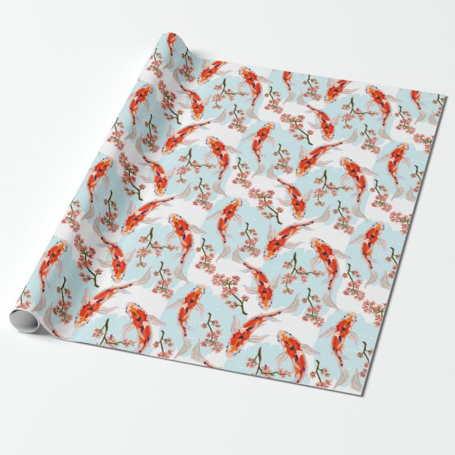 Papier Cadeau Papier d'enveloppement de poisson Koi (Déroulé)