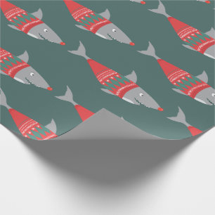 Papier Cadeau Papier d'enveloppement de requin de Noël amusant