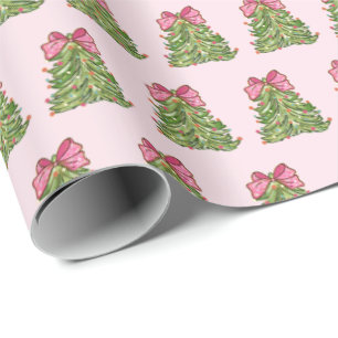 Papier Cadeau Papier d'enveloppement de sapin de Noël rose Coque