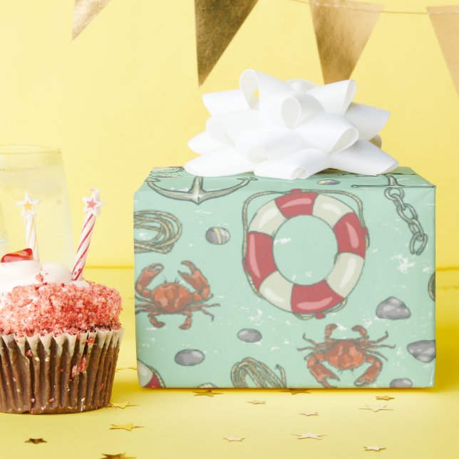 Papier Cadeau Papier d'enveloppement de thème nautique (Fête d'anniversaire)