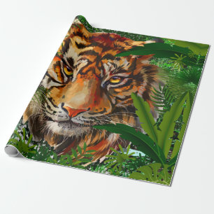 Papier Cadeau Papier d'enveloppement de tigre de jungle   Dessin