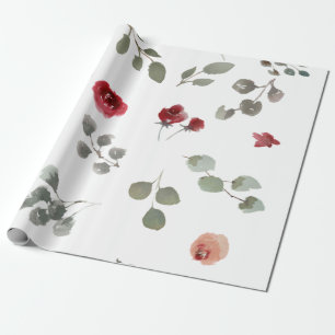 Papier Cadeau Papier d'enveloppement des Roses floraux d'aquarel