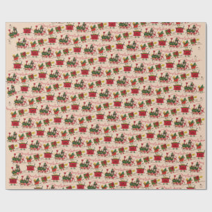 Papier Cadeau Papier d'enveloppement des trains de Noël