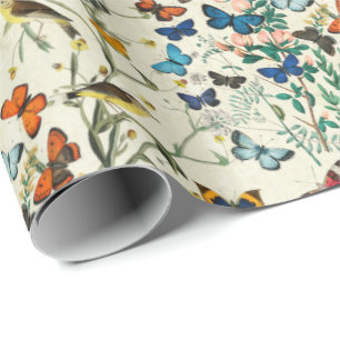 Papier Cadeau Papier d'enveloppement d'ivoire pour papillons vin