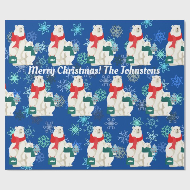 Papier Cadeau Papier d'enveloppement d'ours et de neige gros et  (Plat)