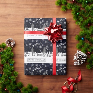 Papier Cadeau Papier d'enveloppement du village de Noël