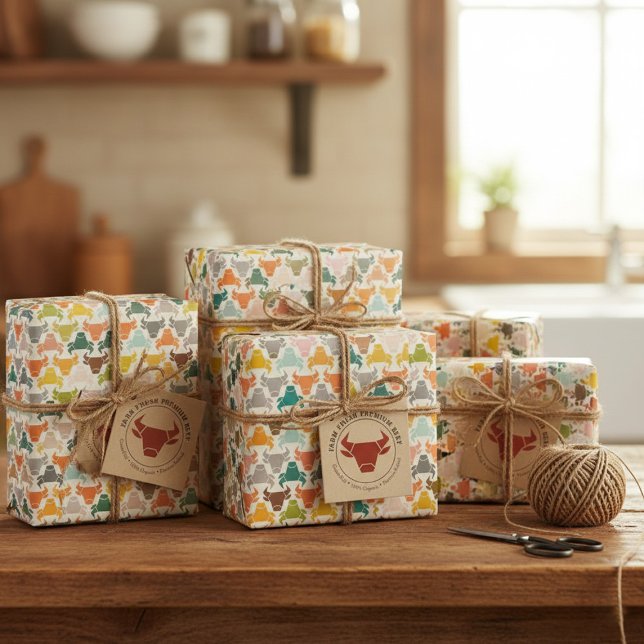 Papier Cadeau Papier d'enveloppement en silhouette à tête de tau (Créateur téléchargé)