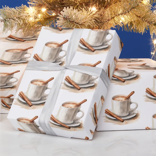 Papier Cadeau Papier d'enveloppement Espresso (Warm Espresso with Cinnamon Sticks Christmas  Wrapping Paper by Painted Paperie
)