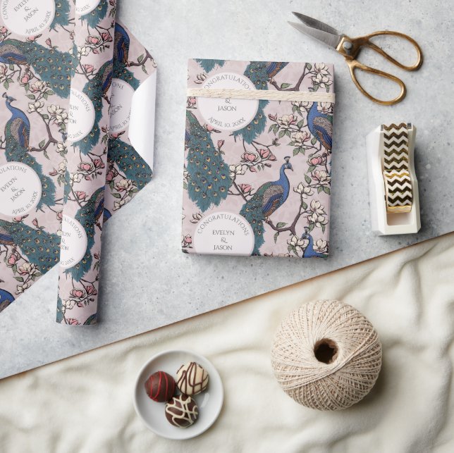 Papier Cadeau Papier d'enveloppement Fiançailles floral (Artisanat)