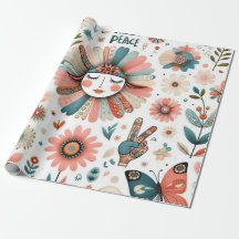 Papier d'enveloppement floral de Boho Peace & Love
