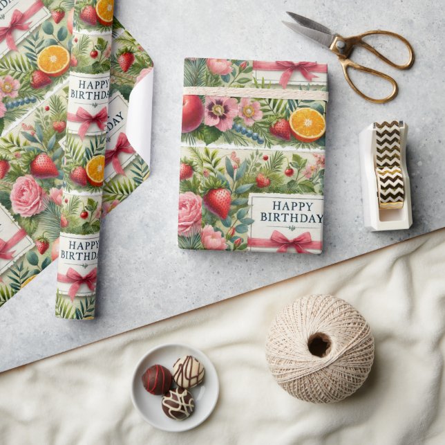 Papier Cadeau Papier d'enveloppement Floral Joyeux (Artisanat)