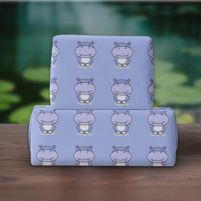 Papier Cadeau Papier d'enveloppement Hippo mignonne (Cute Hippo Wrapping Paper)