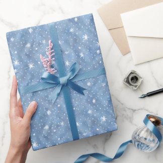 Papier Cadeau Papier d'enveloppement hivernal Starry Snowflake