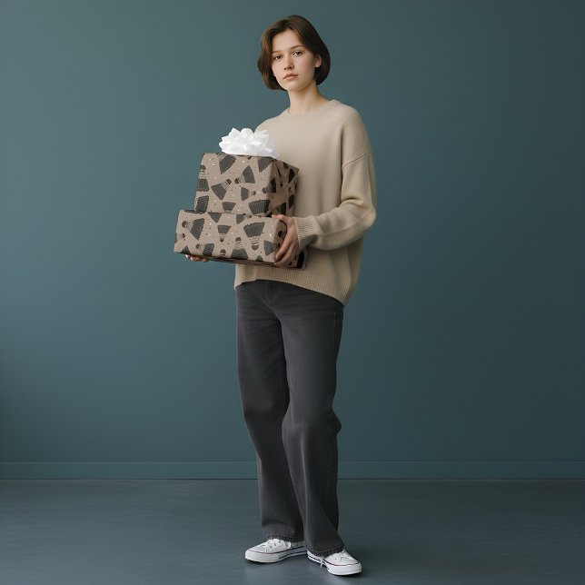 Papier Cadeau Papier d'enveloppement marron à éclats d'espace (Créateur téléchargé)