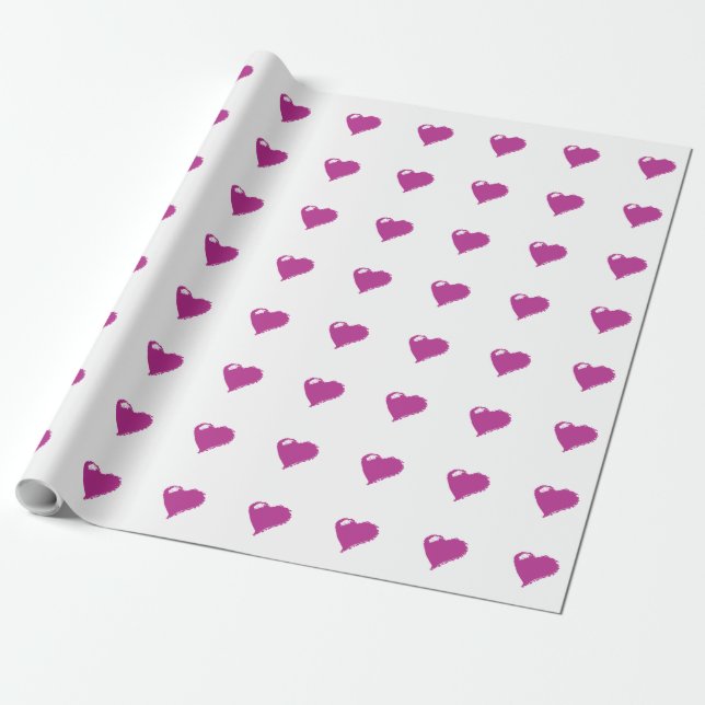 Papier Cadeau Papier d'enveloppement mat de coeur rose, 30 po x  (Déroulé)