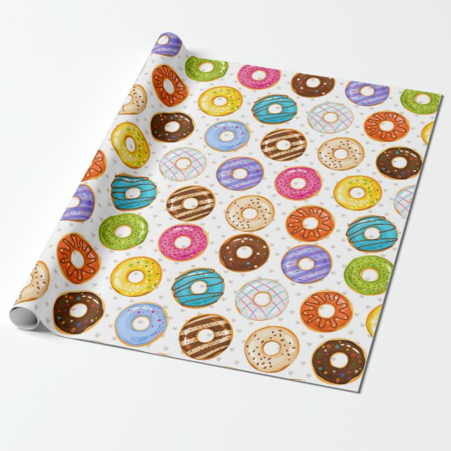 Papier Cadeau Papier d'enveloppement Motif à Donut (Déroulé)