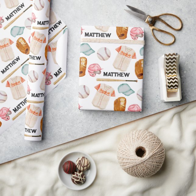 Papier Cadeau Papier d'enveloppement Motif de baseball (Artisanat)