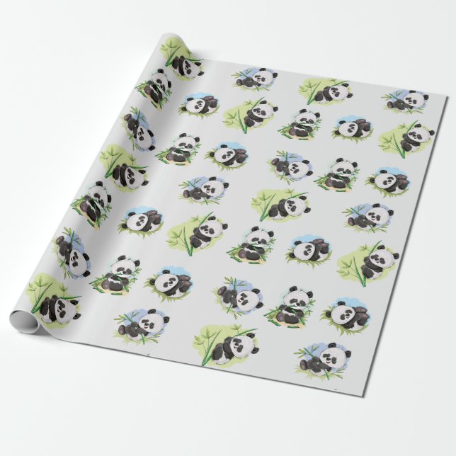 Papier Cadeau Papier d'enveloppement Motif Panda (Déroulé)