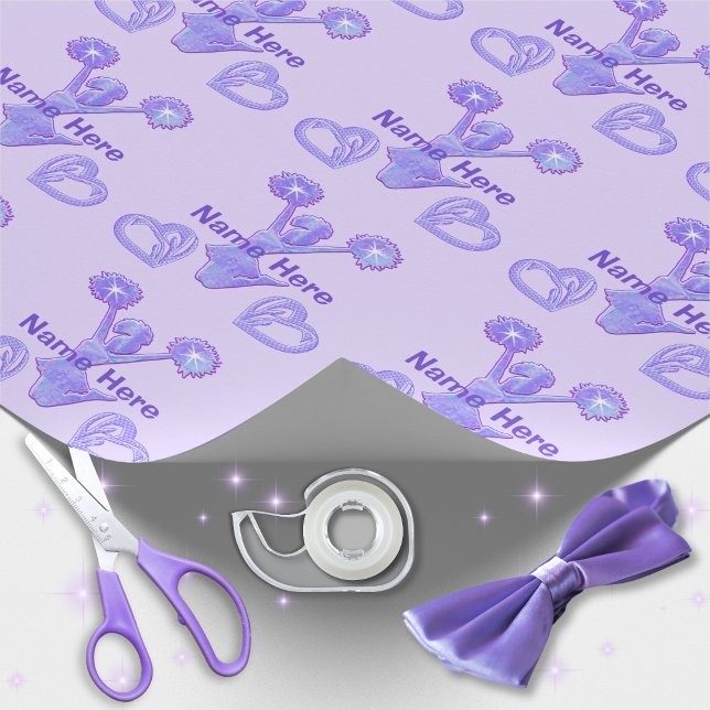 Papier Cadeau Papier d'enveloppement personnalisé mou pourpre (Purple, Cheerleader wrapping paper. Cheerleading party supplies. Personalized, Cheer wrapping paper.)