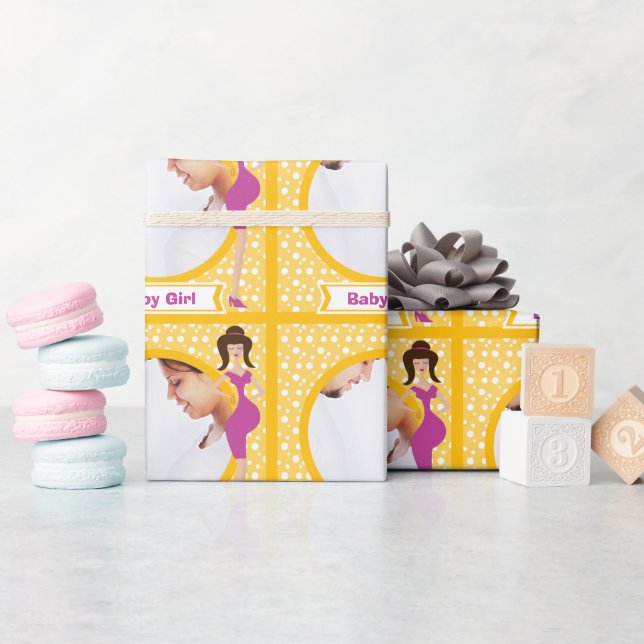 Papier Cadeau Papier d'enveloppement photo personnalisé pour béb (Baby Shower)