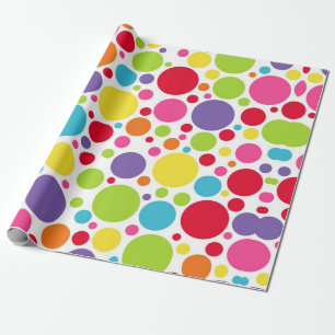 Papier Cadeau Papier d'enveloppement Polka multicolore