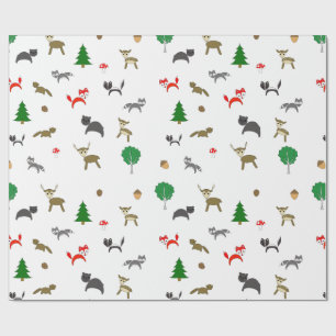 Papier Cadeau Papier d'enveloppement pour animaux de la forêt de