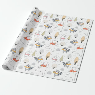 Papier Cadeau Papier d'enveloppement pour animaux forestiers ado