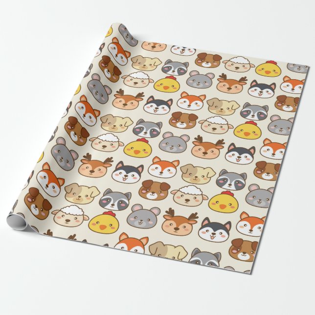 Papier Cadeau Papier d'enveloppement pour animaux mignons (Déroulé)