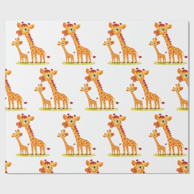 Papier Cadeau Papier d'enveloppement pour bébé Giraffe (Plat)