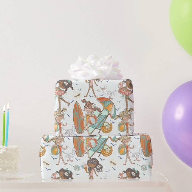 Papier Cadeau Papier d'enveloppement pour fêtes de plage pour fi (Cadeaux de fête)