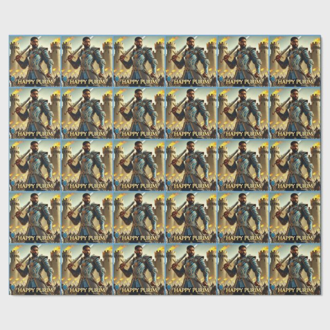 Papier Cadeau Papier d'enveloppement Purim de guerrier bleu 2 (Couture)