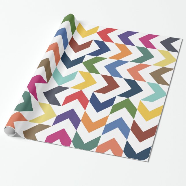 Papier Cadeau Papier d'enveloppement Rainbow ZigZag (Déroulé)