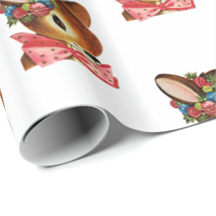 Papier Cadeau Papier d'enveloppement rétro de cerfs de Noël