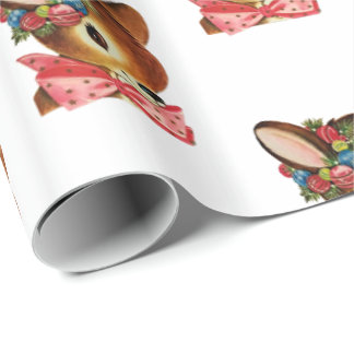 Papier Cadeau Papier d'enveloppement rétro de cerfs de Noël