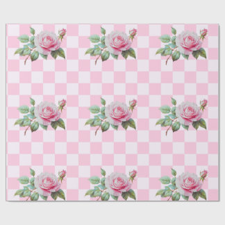 Papier Cadeau Papier d'enveloppement rose en fleurs roses