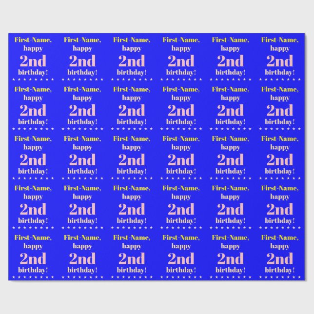 Papier Cadeau Papier d'enveloppement simple pour le 2e anniversa (Plat)