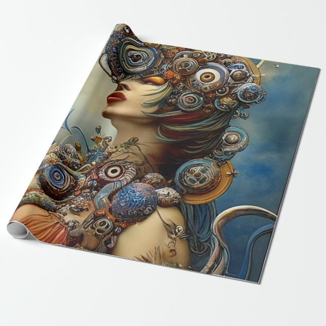 Papier Cadeau Papier d'enveloppement Steampunk Queen Art (Déroulé)