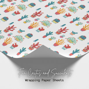 Papier Cadeau Papier d'enveloppement succulent et cactus vibrant