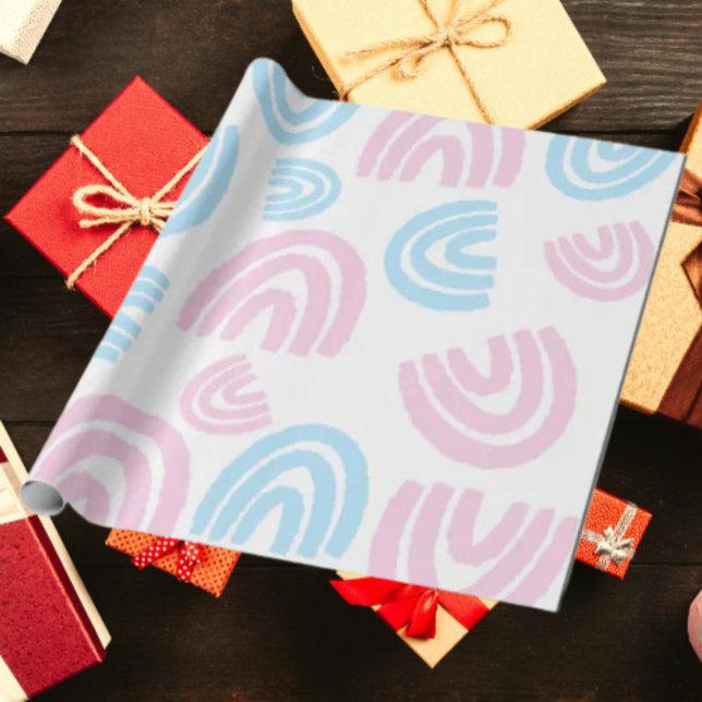 Papier Cadeau Papier d'enveloppement TransPride Pastel Arc-en-ci (Créateur téléchargé)