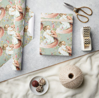 Papier Cadeau Papier d'enveloppement Vintage bébé bleu