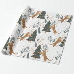 Papier Cadeau Papier d'enveloppement vintage Tiger Christmas Tre<br><div class="desc">Ce papier d'emballage magnifique va améliorer l'apparence de votre cadeau!</div>