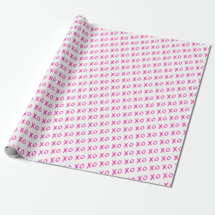 Papier Cadeau Papier d'enveloppement XOXO rose et blanc